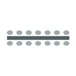 Single, long table with chairs on each side of the table but not at the ends.