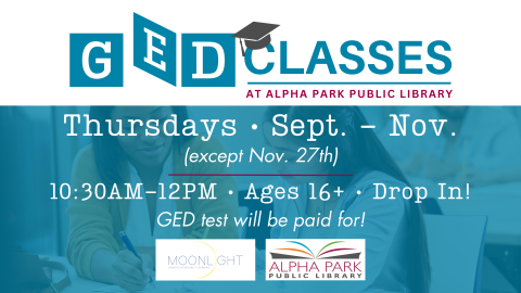 photo of 2 women studying with teal overlay and white text