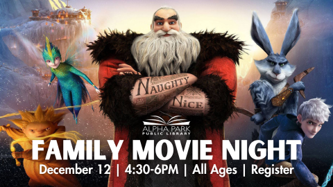 image of characters from Rise of the Guardians, white text