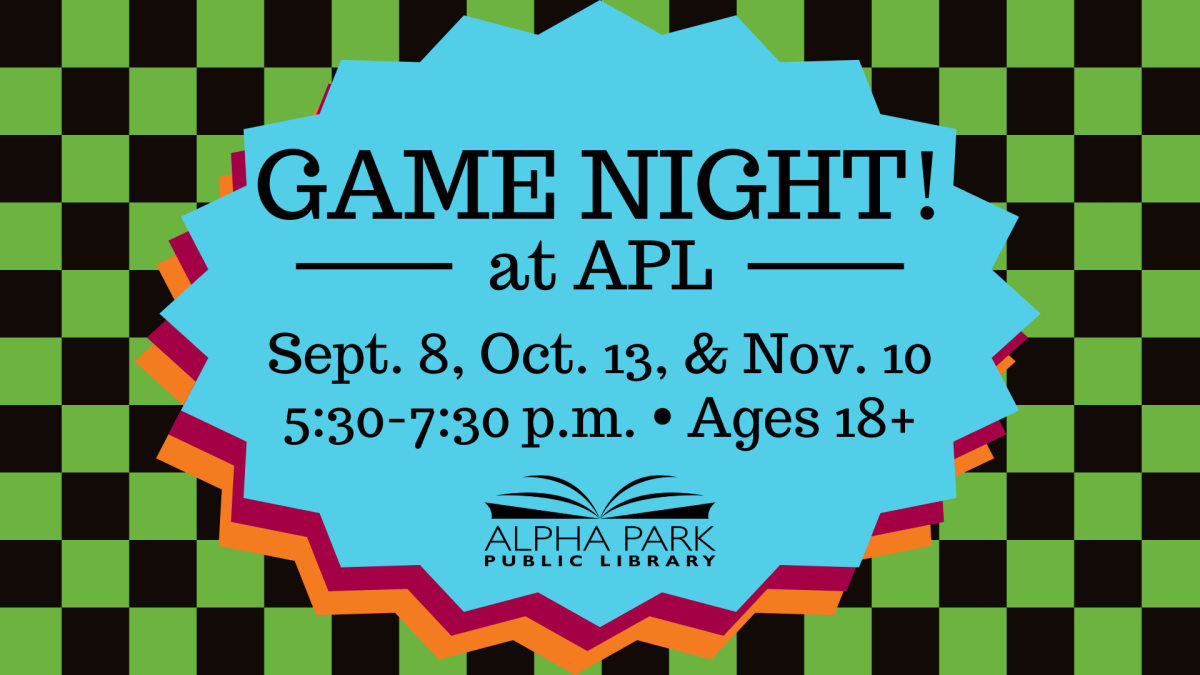 green and black checker board with black text on blue comic blast bubble